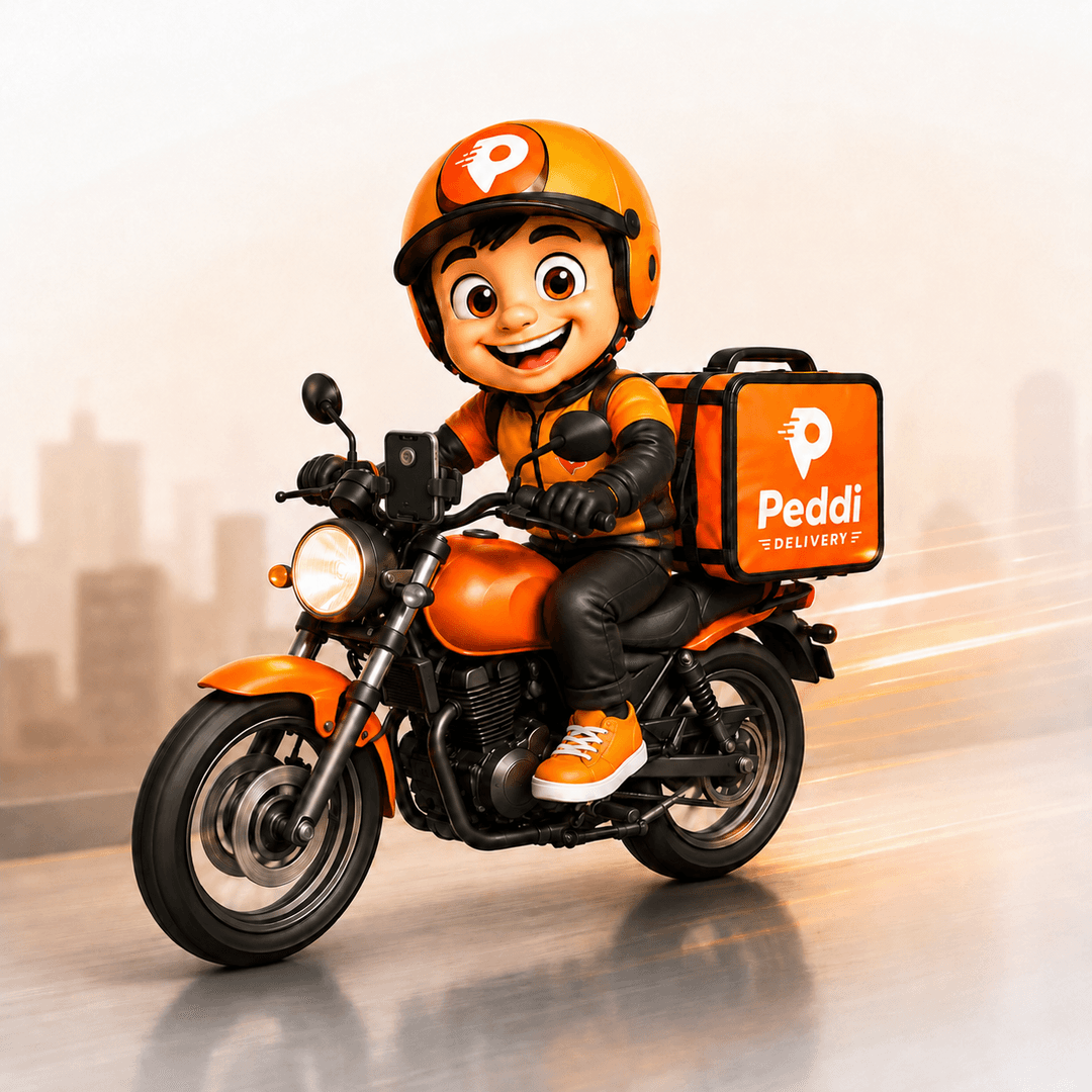 Entregador parceiro Peddi em sua moto